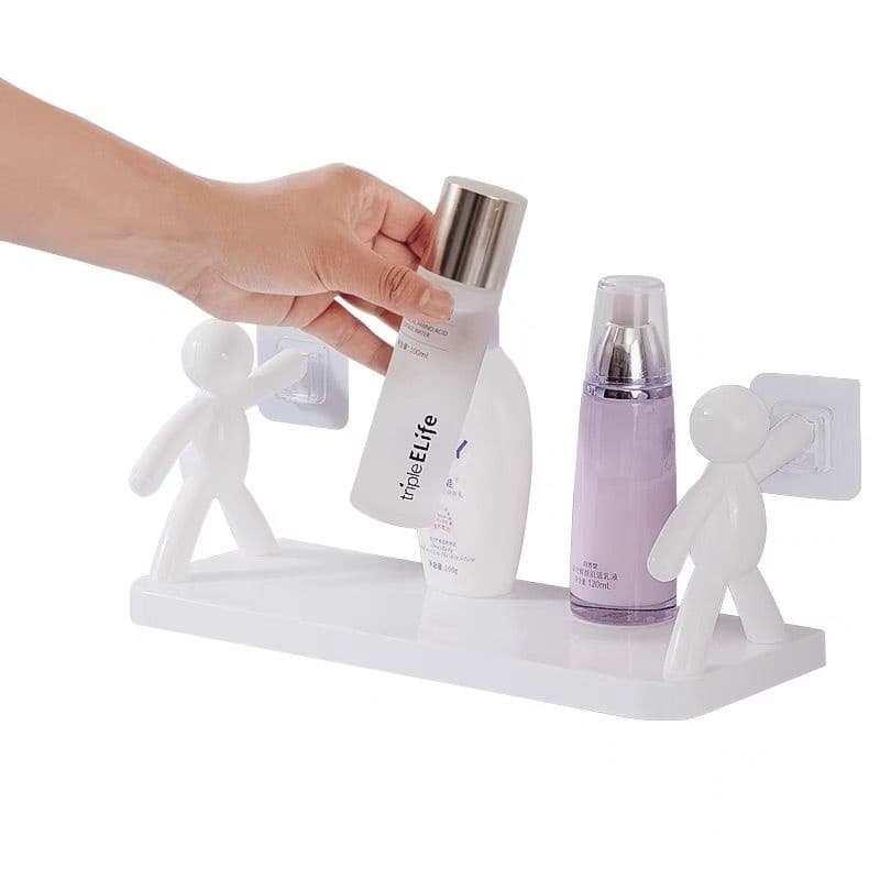 HKX Suporte Prateleira de Banheiro Porta Shampoo Adesivo Plástico Para Cozinhas Banheiros Boneco oi-0061
