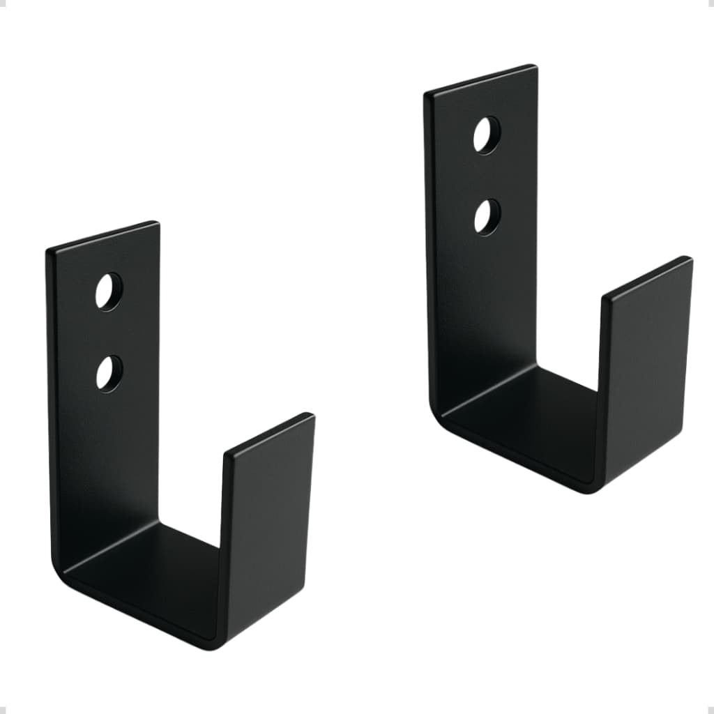 2 Suporte Viga Gancho Parede Madeiramento (Travar Porta) 5x10 cm - Preto