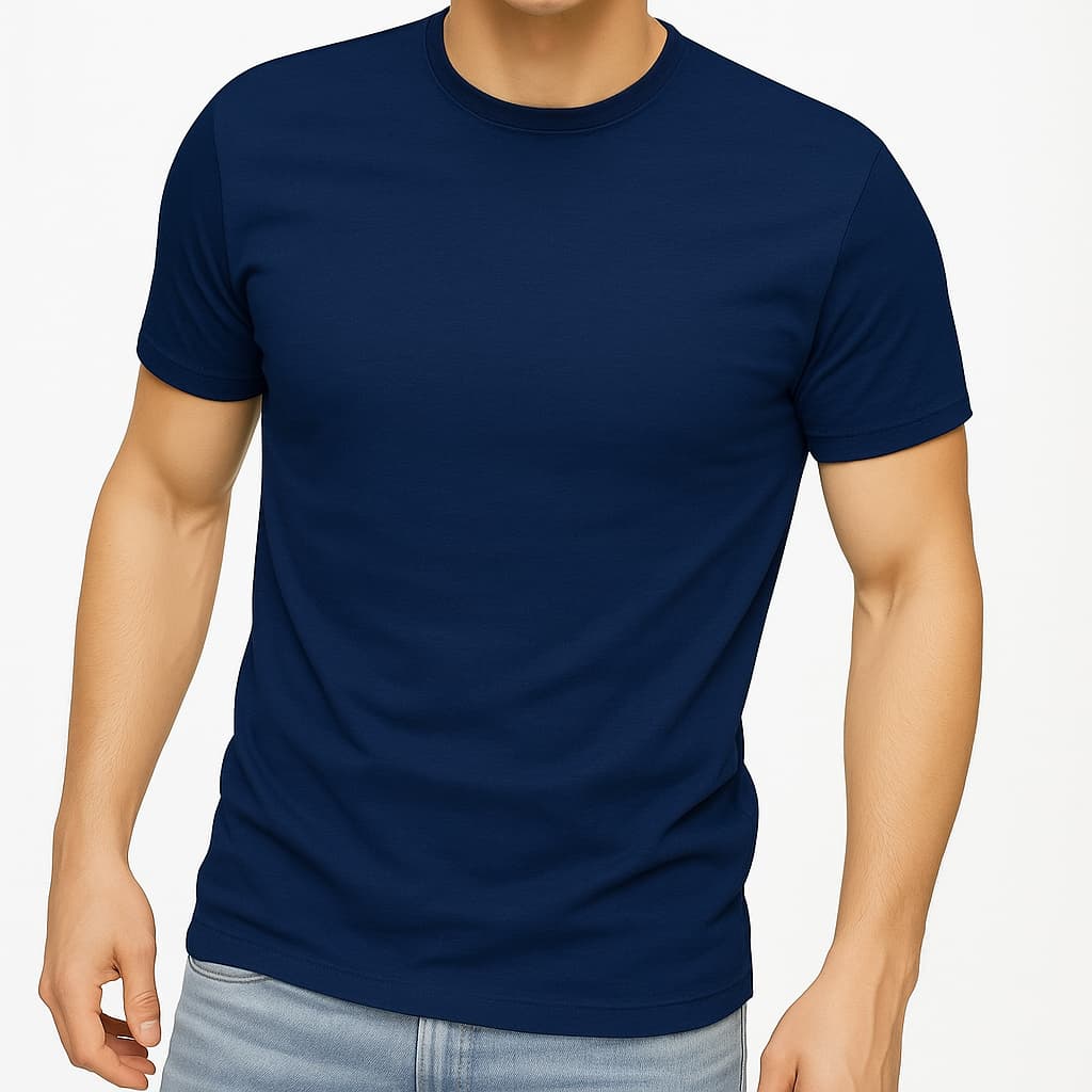 Camiseta Masculina Azul Lisa 100% Algodão PROMOÇÃO