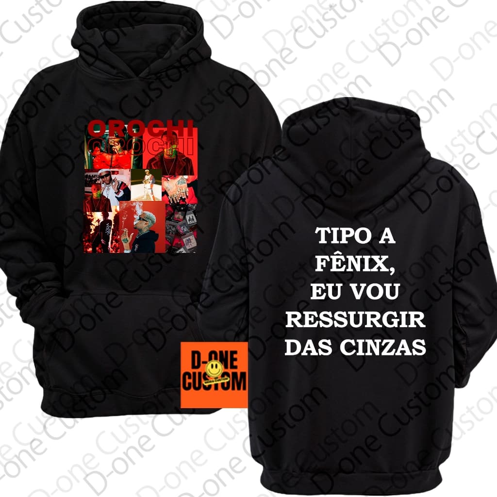 Blusa Moletom Estampado Orochi Tipo A Fênix Eu Vou Ressurgir das Cinzas Moletom Grosso Confortável