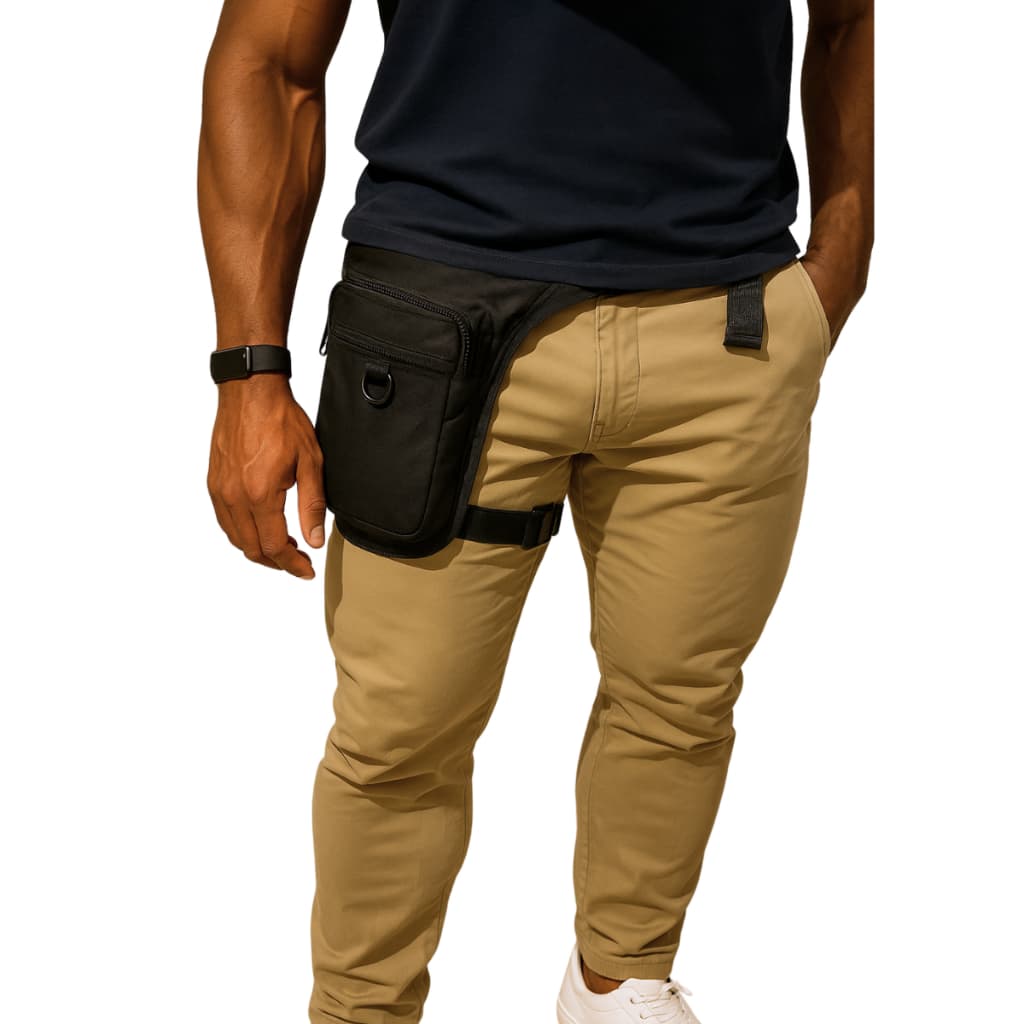 Pochete Bolsa de Perna Cartucheira Tática Unissex com Bolsos Ajustável Impermeável  Resistente