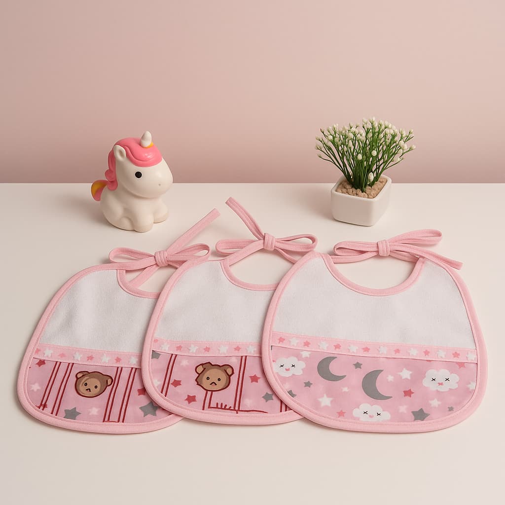 Kit 3 Babadores Impermeáveis , Felpudos e  ESSENCIAIS  para o Bebê – Estampas Variadas