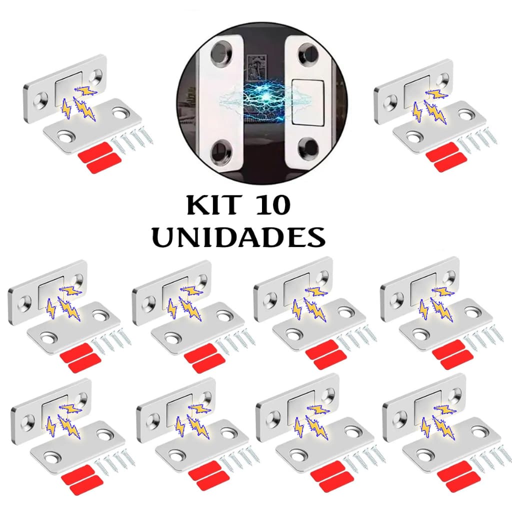 kit 10 Chapinhas Trincos Fechos Magnética Imãs Manter Porta Gaveta Armário Fechada