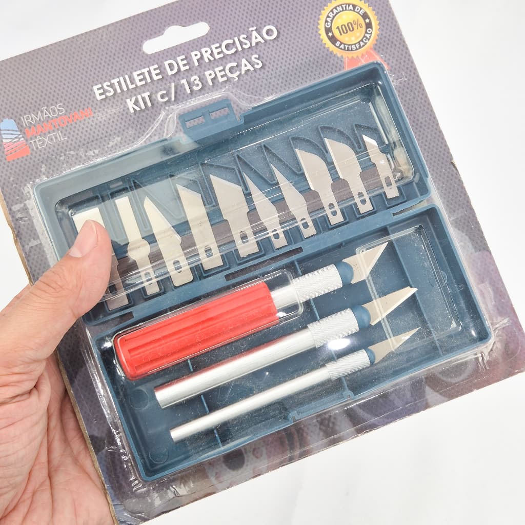 Kit Estiletes De Precisão Com 13 Peças Lâminas de Aço Cortante