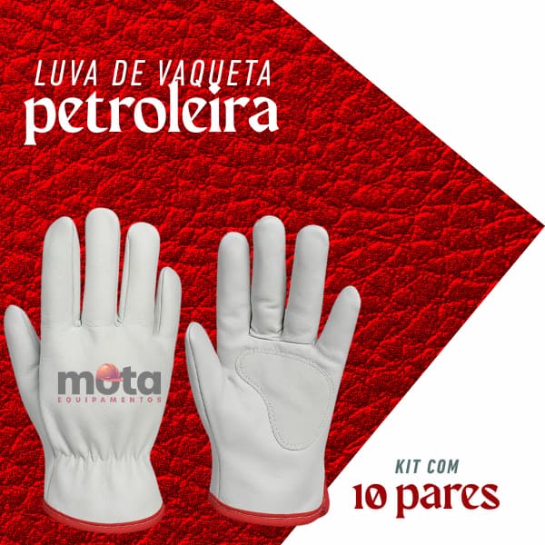 KIT 10 Pares Luva de Vaqueta Petroleira