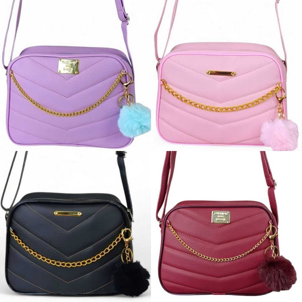 Bolsas Pequenas De Ombro Alça Lateral Corrente Bag Feminina Luxo C/ Pompom