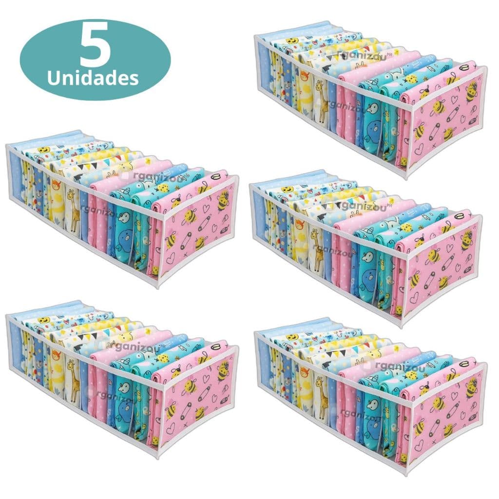 Kit 5 Colmeias Organizadoras de Gavetas com 10 Divisórias para Meias, Roupas Íntimas e Fraldas