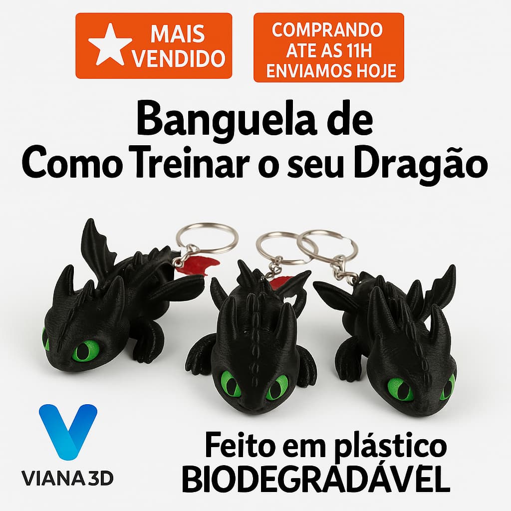 Chaveiro Banguela / Fúria da Luz - Como Treinar o Seu Dragão - 7cm - kit 1/3/5 unidades