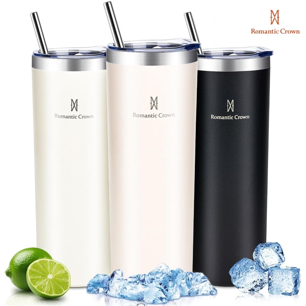 Copo Termico com Canudo e Tampa600ml,Copos Caneca para Viagem Duplo aço Inoxidável Reforçado