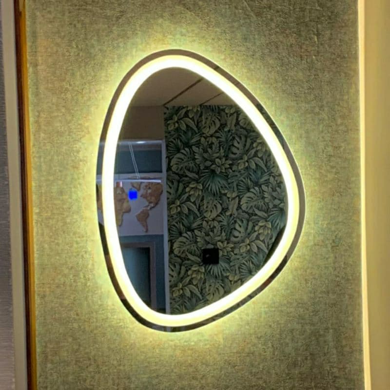 Espelho Organico 01 Decorativo Sofisticado Iluminado com Led 3 tons e Botao Touch Banheiro Premium