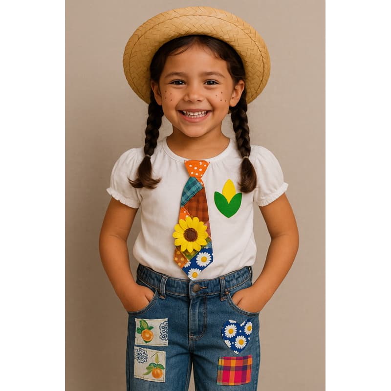 Remendo + gravata para FestaJunina colar ou costurar - kit 4,6 Retalhos - Estampas Exclusivas