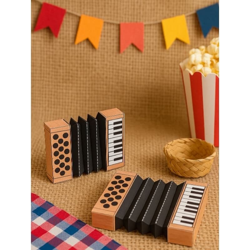 Mini Sanfona Decorativa Festa Julina | Porta Bis Duplo Sanfona | Lembrancinha Festa Julina Porta Bis