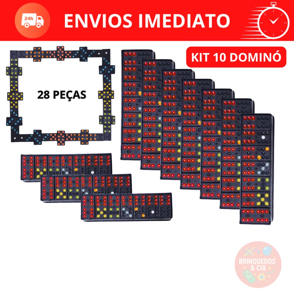 Kit 10 Jogos Dominó Educativo Crianças Presente Prenda Escolas Brinquedo Infantil