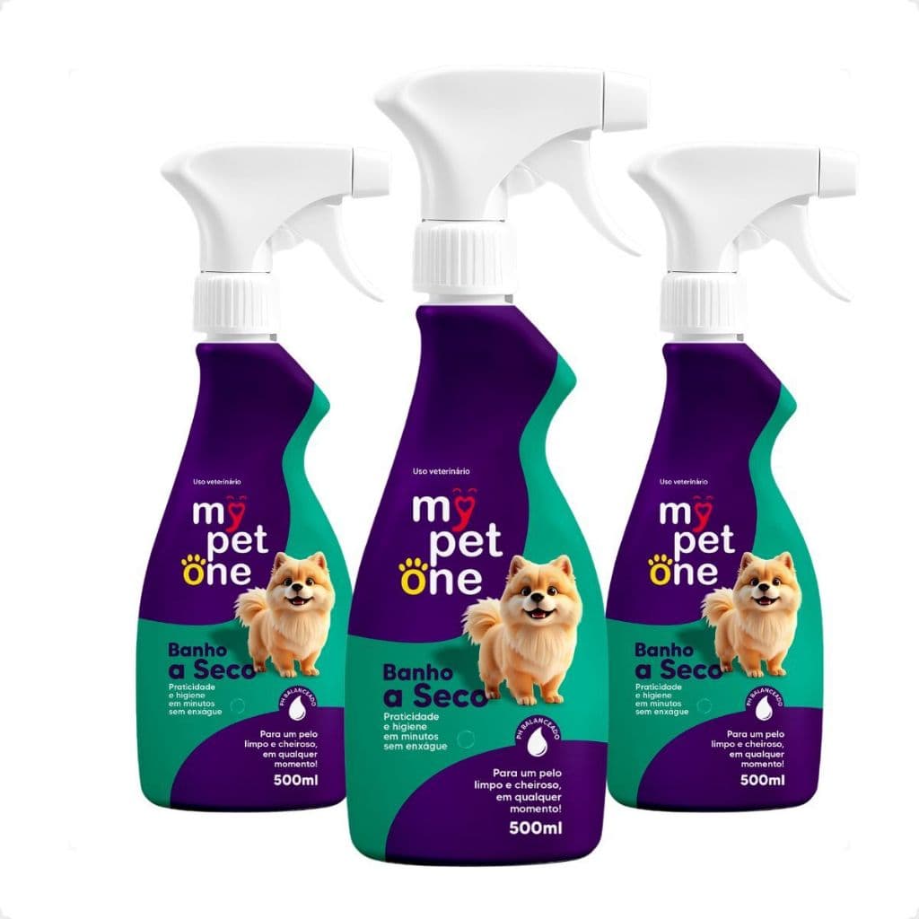 Kit 3 Banho a Seco Mypetone para Cães e Gatos - 500ml