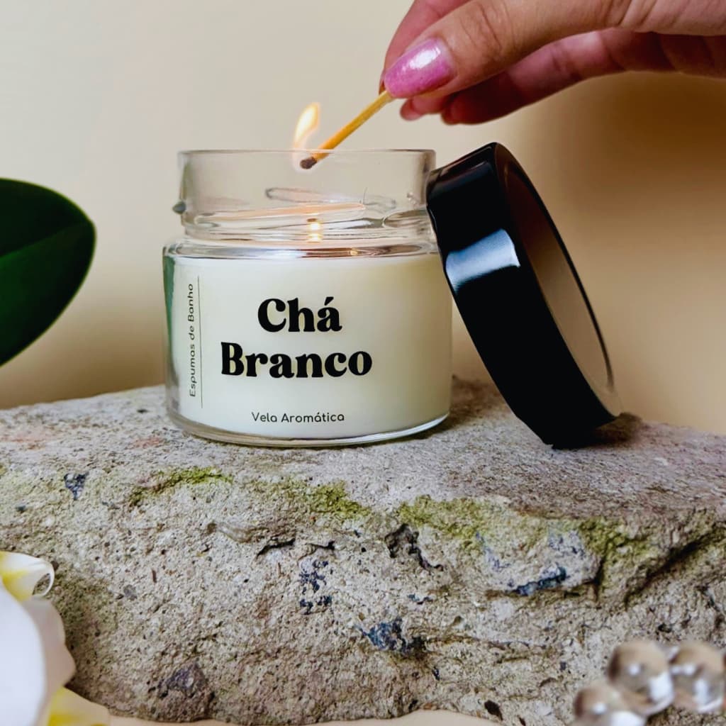 Vela Aromática Artesanal Perfumada Chá Branco 140G