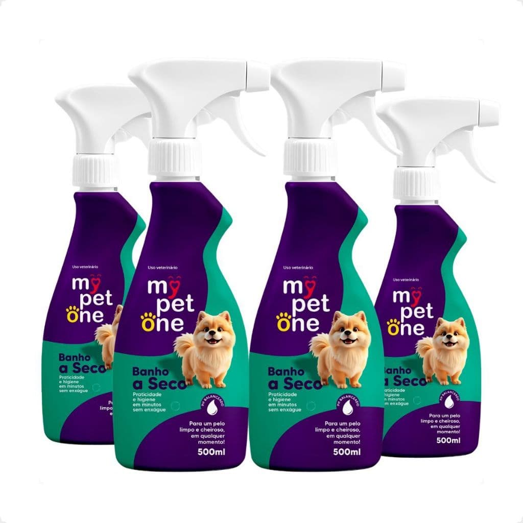 Kit 4 Banho a Seco Mypetone para Cães e Gatos - 500mL
