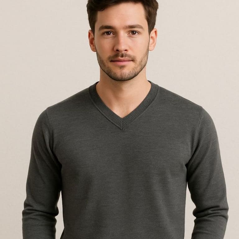 Blusa Masculina Tricot Suéter Gola V Basica Manga Longa Trico Frio