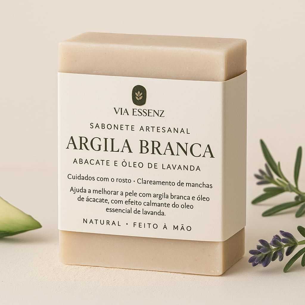 Sabonete Artesanal Via Essenz – Argila Branca ou Verde | Natural, Vegano e Feito à Mão