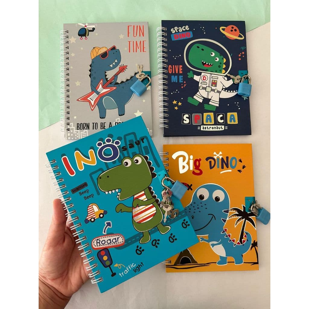 Diário Dinossauro Astronauta Gato Com Cadeado Diário Infantil Bloco Papelaria