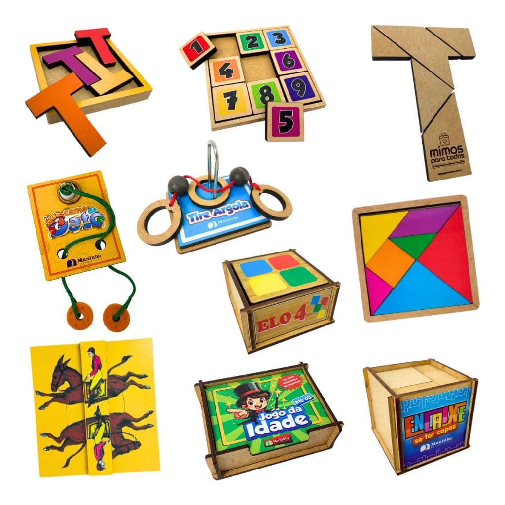 Kit 10 Desafios de Raciocínio Lógico Brinquedo Educativo