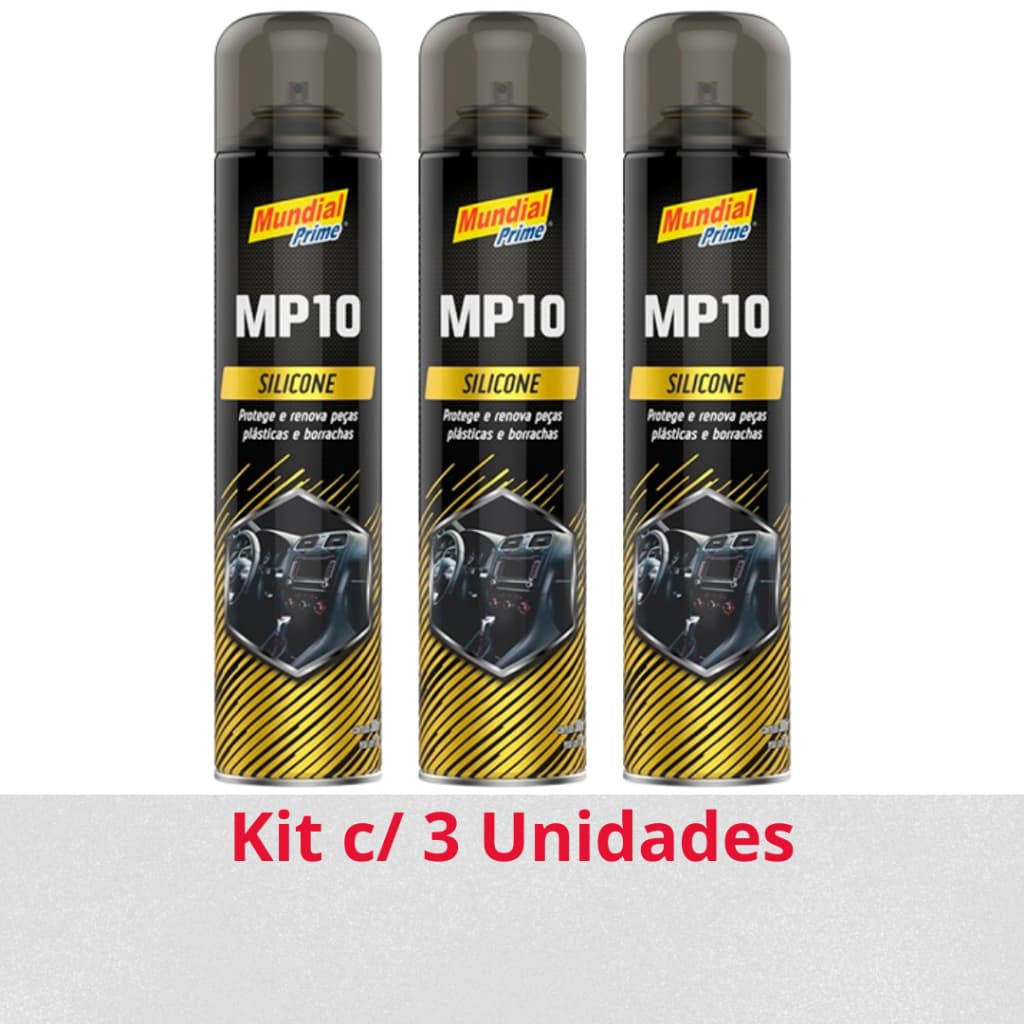 3 Unidades Spray Automotivo Silicone MP10 Mundial Prime 300ml