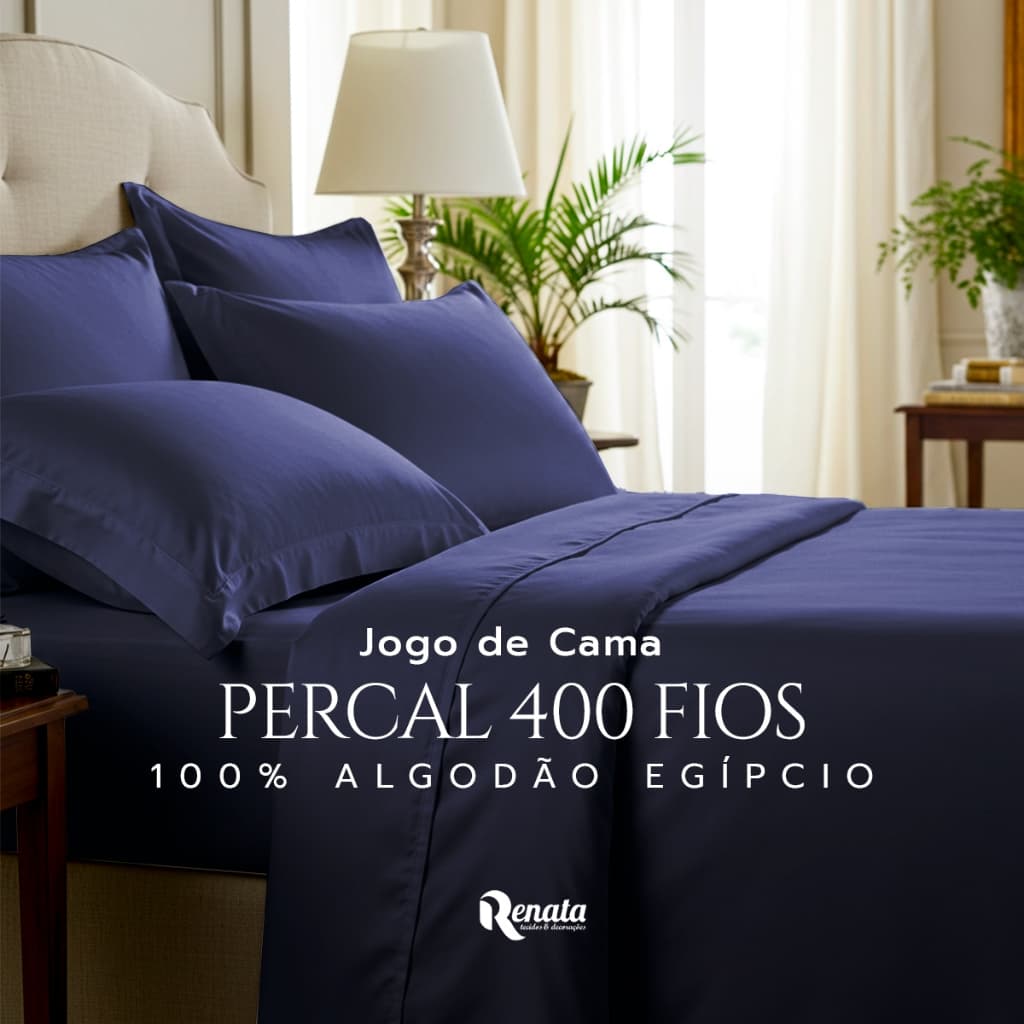 Jogo de Cama Casa Di Valle Percal 400 Fios 100% Algodão Egípcio Solteiro King 3 Peças