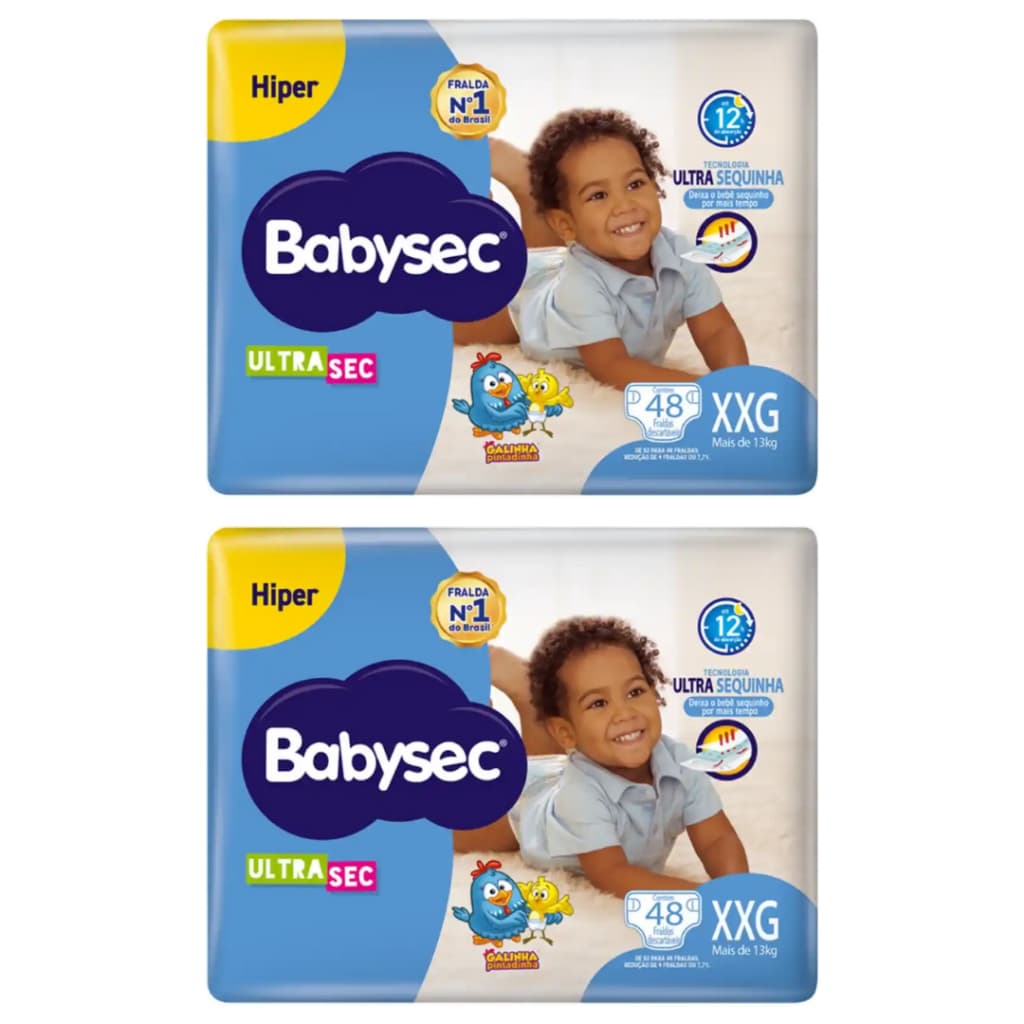 Kit 2 Fraldas Babysec Ultra Hiper Todos os Tamanhos Atacado