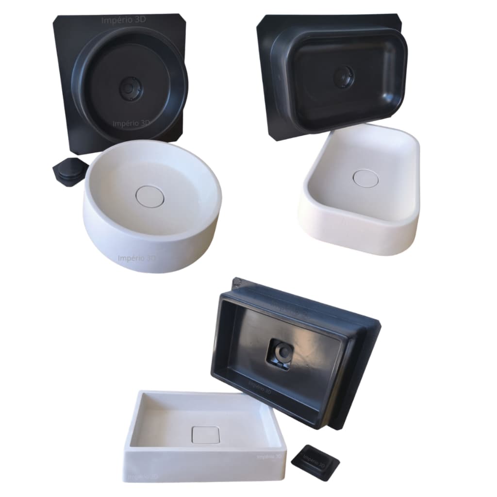 3 Formas 3D Para Fabricar Cubas De Banheiro Ralo Oculto Forma 3D De Pia Ralo Invisivel Molde 3D 2MM