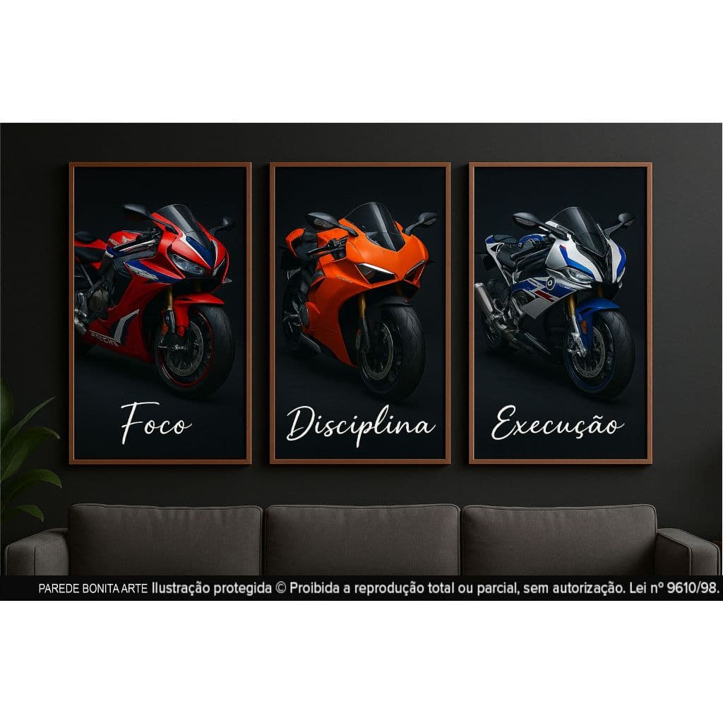 QUADRO SALA MOTOS DE LUXO FOCO DISCIPLINA EXECUÇAO MOTIVACIONAL LANÇAMENTO EXCLUSIVO