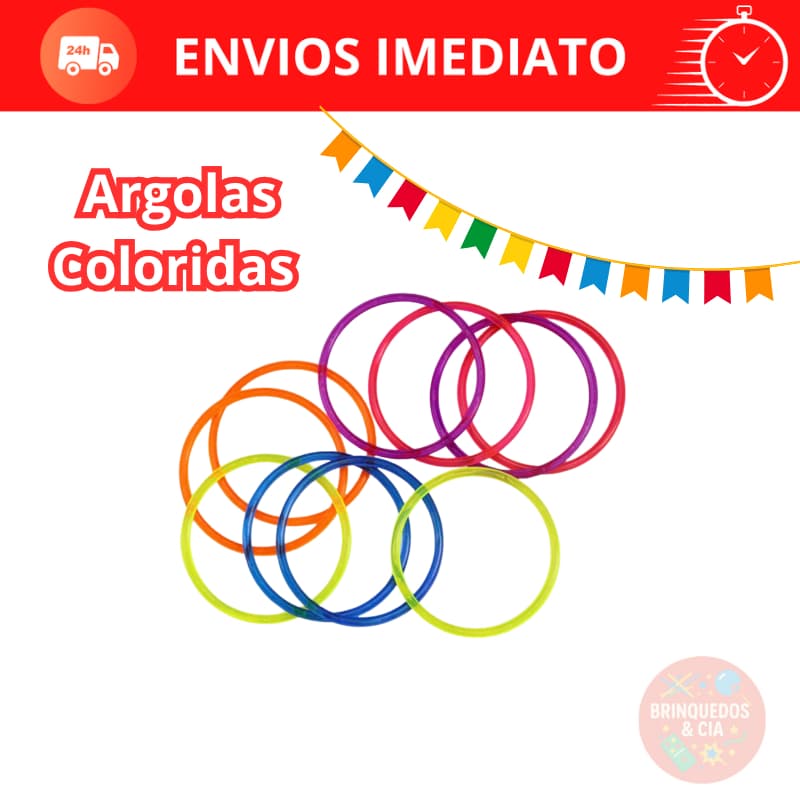 100 Argolas Coloridas de Plástico Para Jogo de Arremesso Festa Junina Prenda Escolar 10/30/50/100