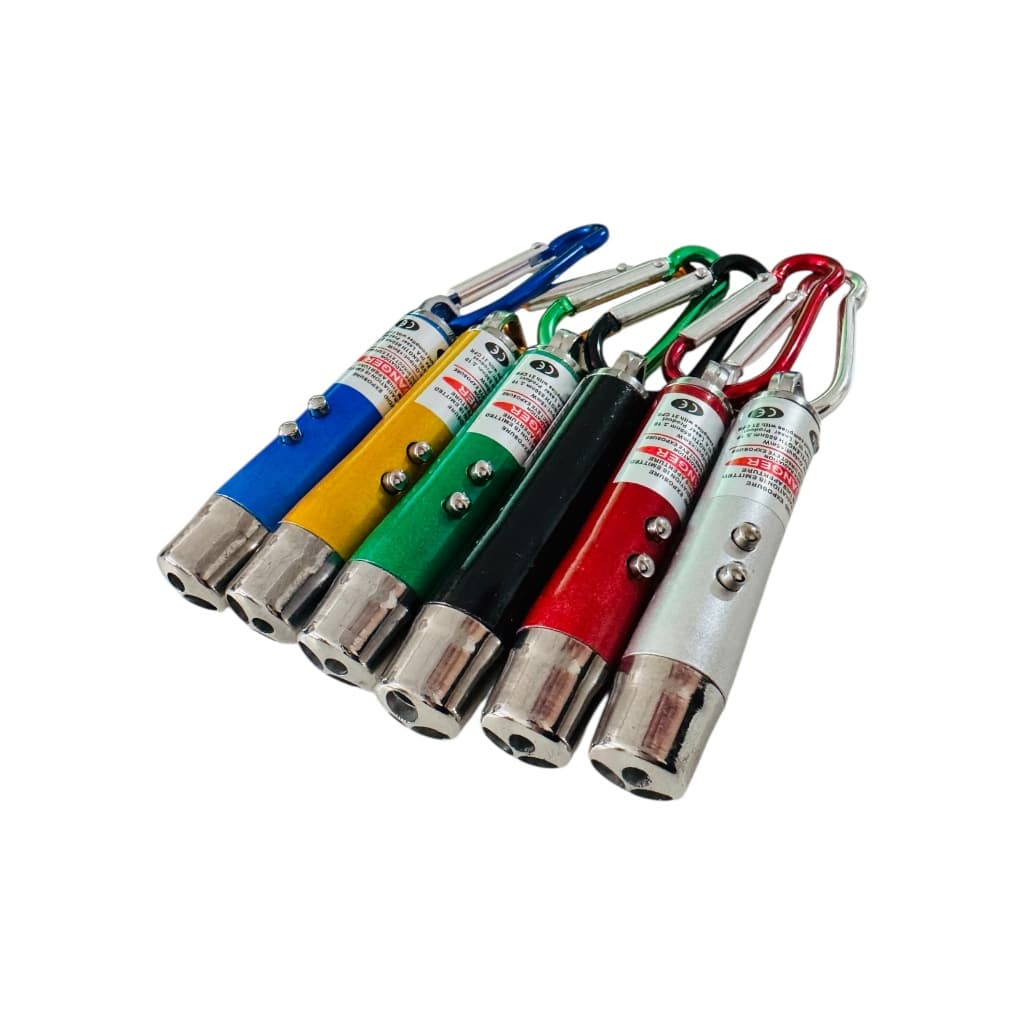 Kit Com 12 Unidades De Mini Lanterna Laser Led Feixe De Luz Ponteiro 3 Em 1 (12+LASER)