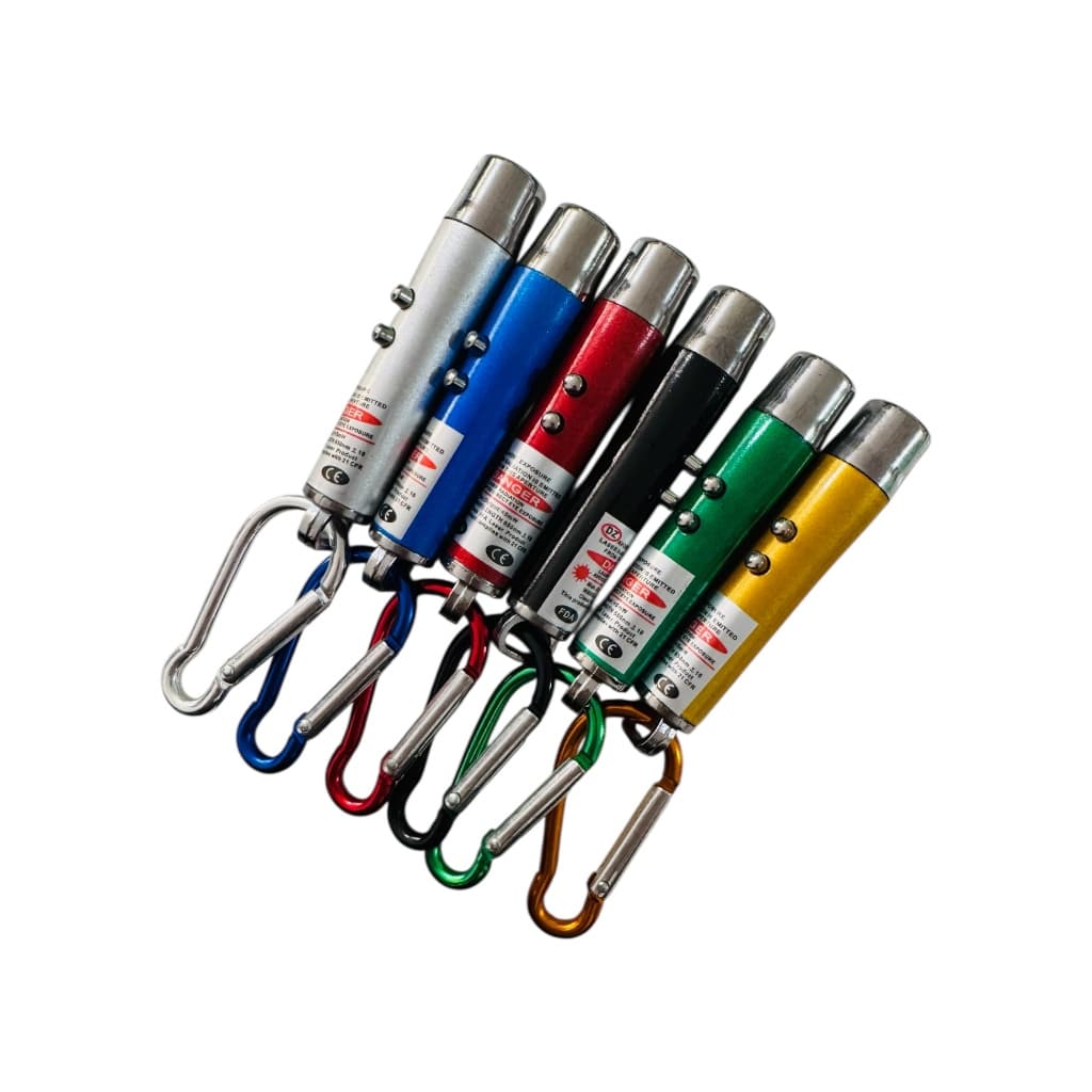 Kit Com 06 Unidades De Mini Lanterna Laser Led Feixe De Luz Ponteiro 3 Em 1 (06+LASER)