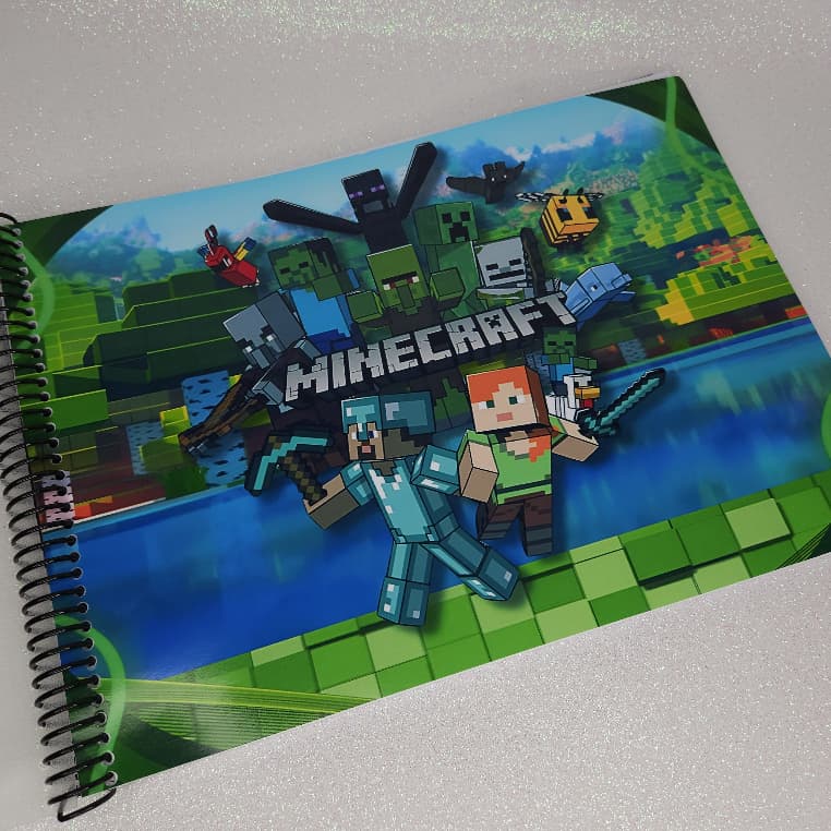 Livro De Colorir Minecraft Caderno De Desenhos Tamanho A4 Capa Flexível Escolha o Tema
