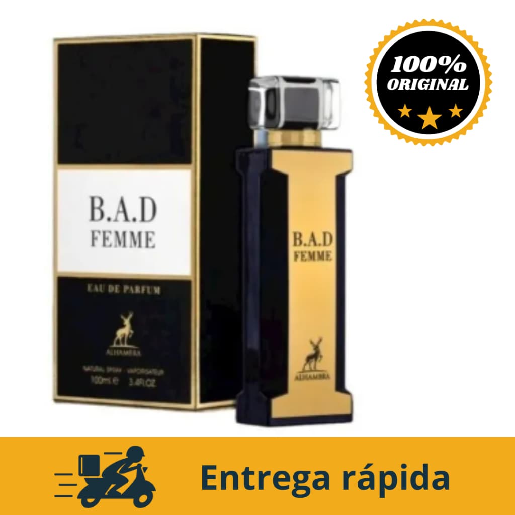 Perfume árabe B.A.D. FEMME, EDP, parfum feminino original de qualidade e alta fixação. (2 ml, 3 ml, 5 ml)