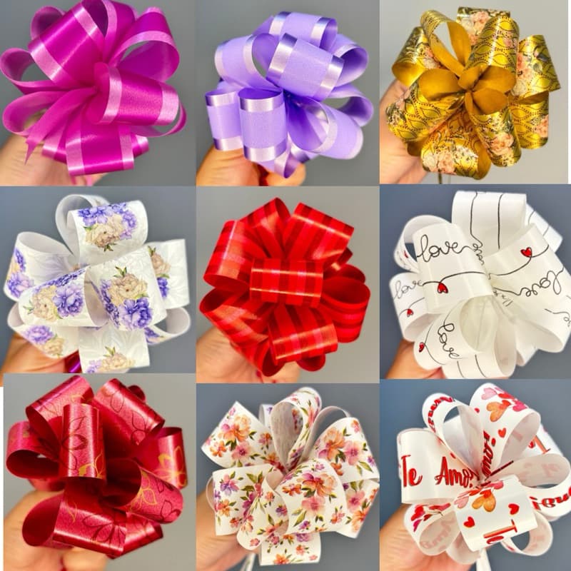 10 Laços Bola abertos, cores sortidas embalagens, presentes