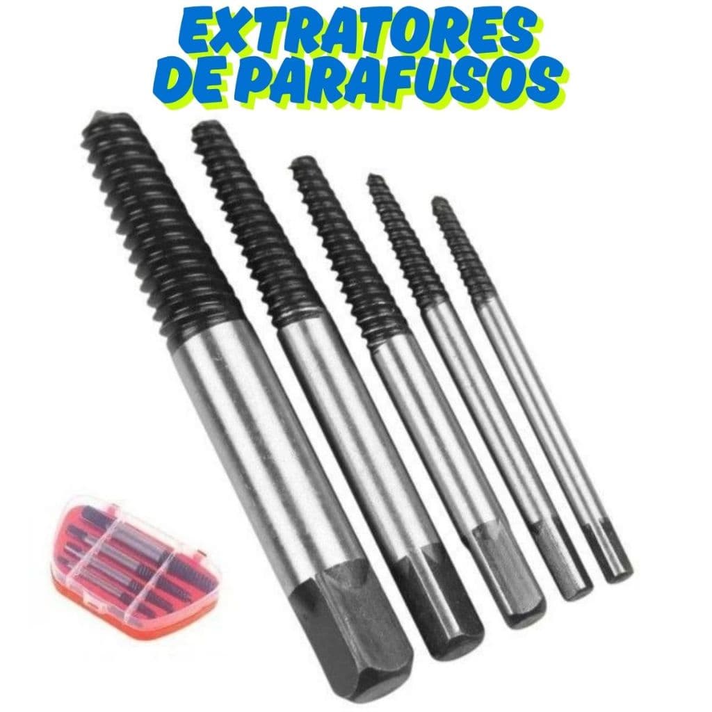 Kit Jogo 5 Extrator De Parafuso Quebrado Espanado Macho Rosca Ferramentas Parafusos