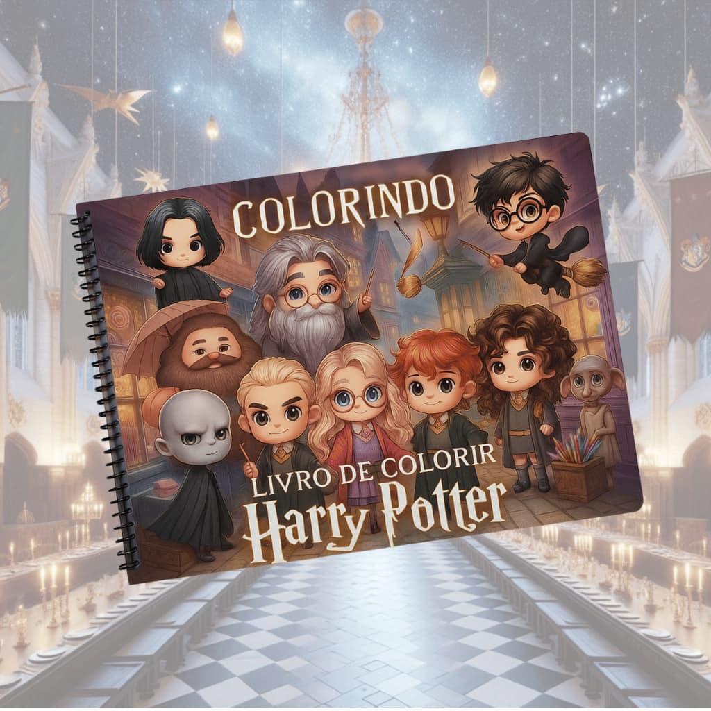 Livro de colorir HARRY POTTER c/50 desenhos - Capa flexível
