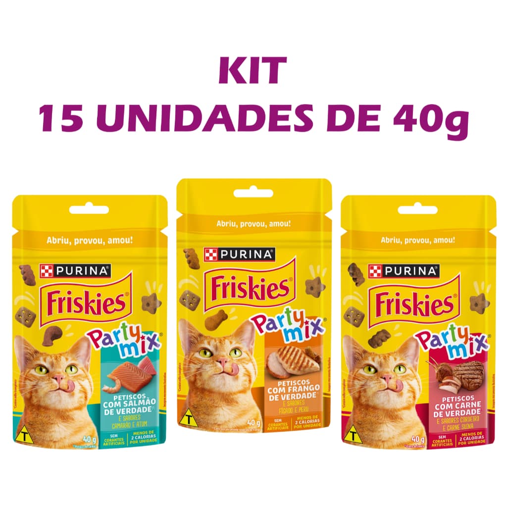 Petisco para gatos Friskies Party Mix kit 15 unidades de 40g