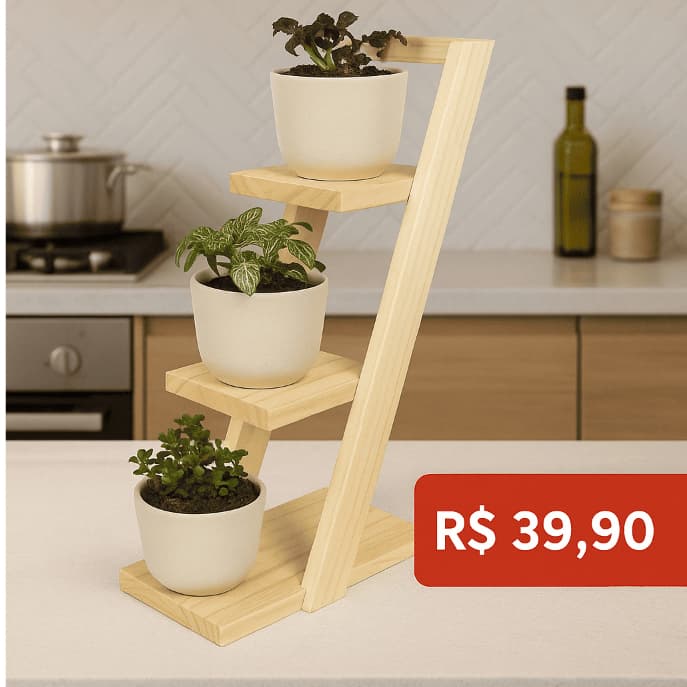 Suporte para plantas de mesa de 3 níveis, resistente e para quarto, cabeceira, sala de estudo