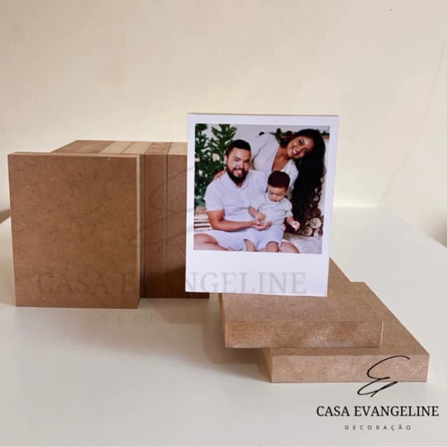 Kit 250 Bases De MDF CRU 10x8cm Para Fotos Polaroid De Mesa Adesivas Decoração De Ambiente 15mm