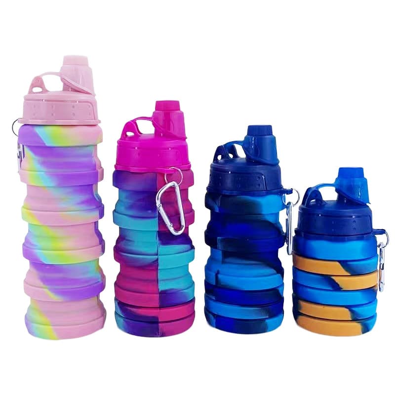 Garrafa Silicone Retrátil Dobrável Portátil De 250ml A 500ml Colorida