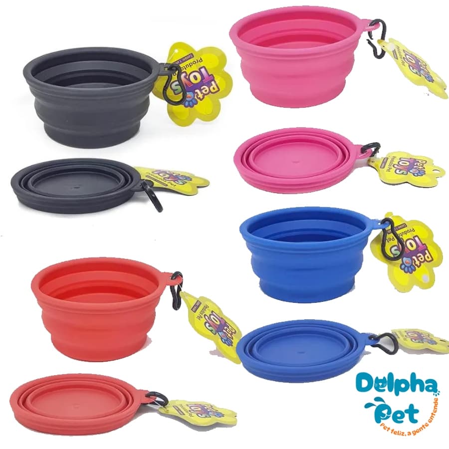 Comedouro e Bebedouro Retrátil P/ Cães e Gatos 400 ml - Pet Toys