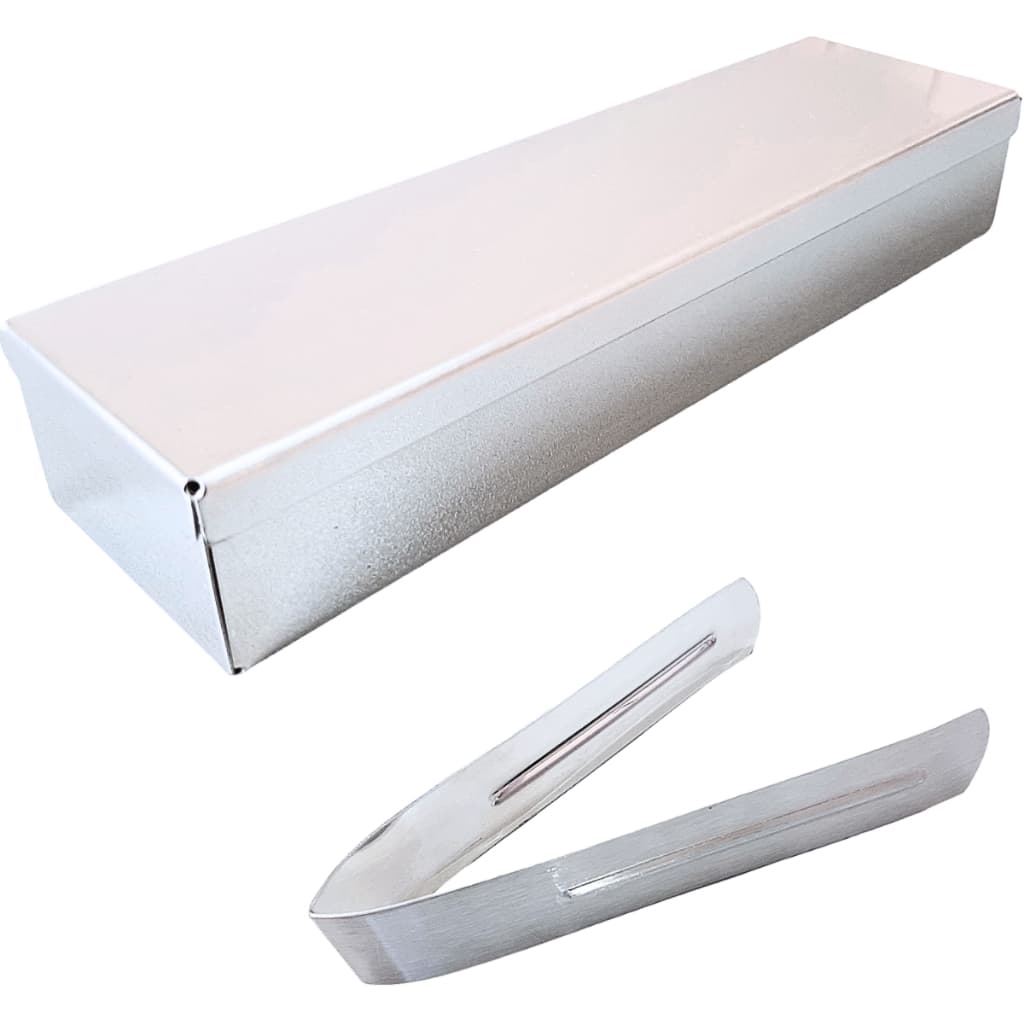 Estojo Inox (marmita) 18x5x3cm para Esterilização em Estufa + Pinça Pegador Manicure - Odontécnica