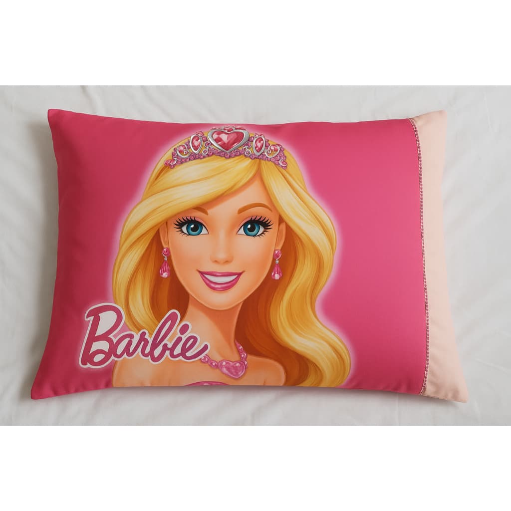 Capa Fronha de Travesseiro Infantil Ponto Palito Barbie Rosa 50x70 Menina Toque Macio