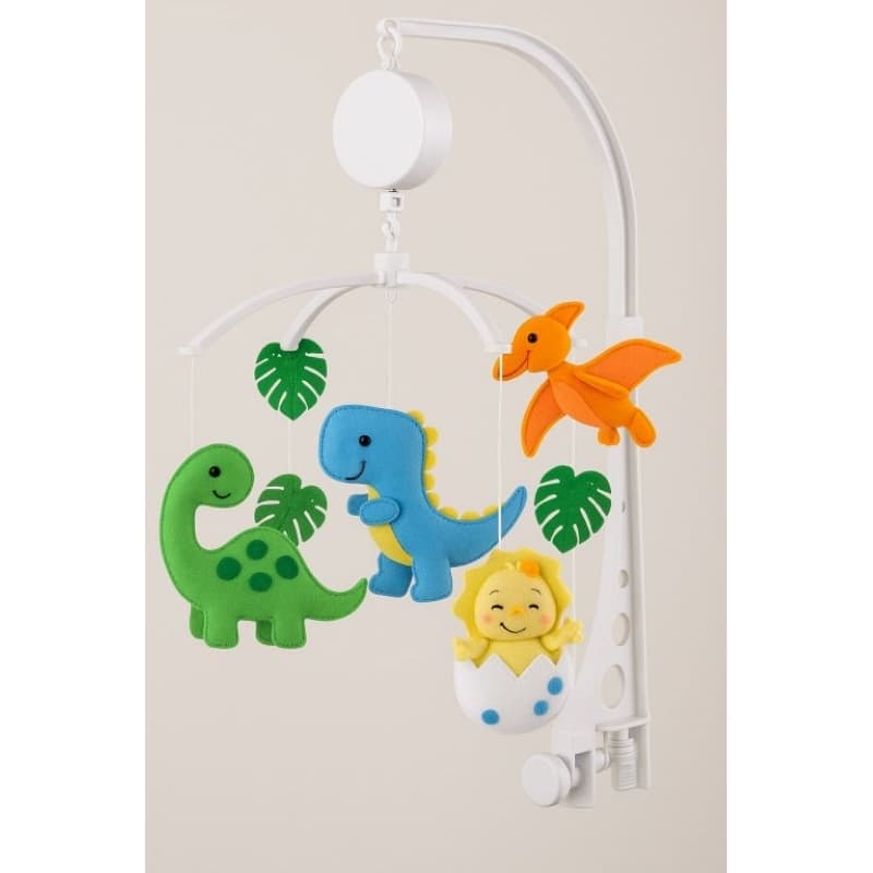 Móbile Dinossauro Luxo Giratório, Musical e personalizado com o nome do bebê!