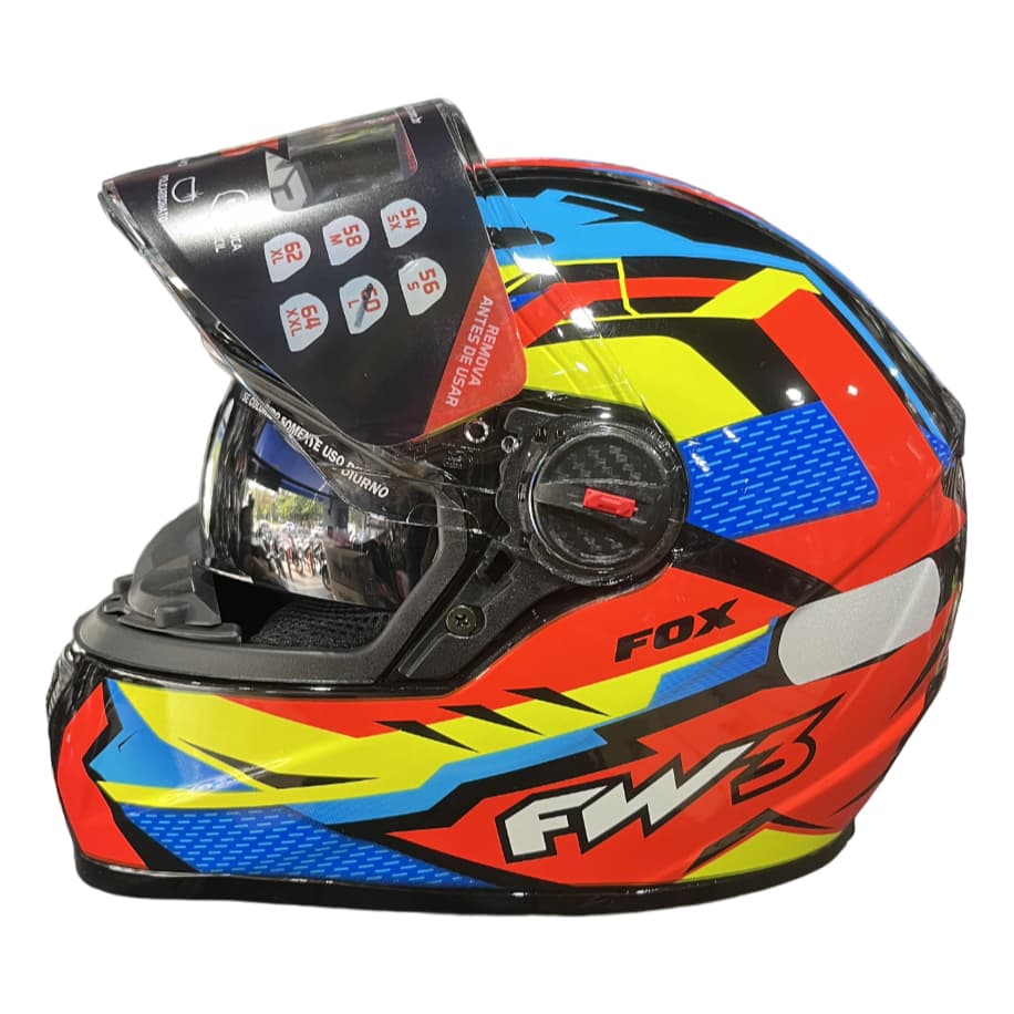 Capacete Fechado Fw3 Gtx Fox Com Óculos Interno Integral Laranja Tamanho 56 | 58 | 60