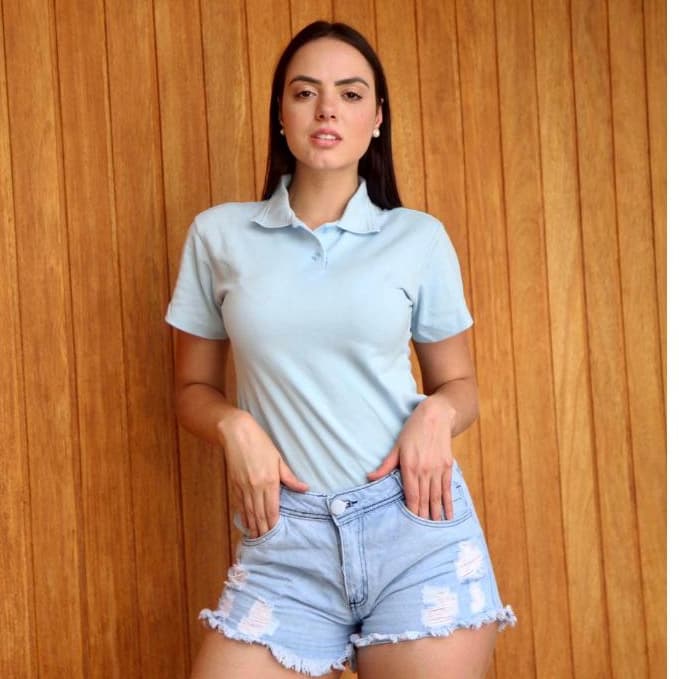 Camisetas Femininas Gola Polo Promoção Baby Look Blusas Lisa