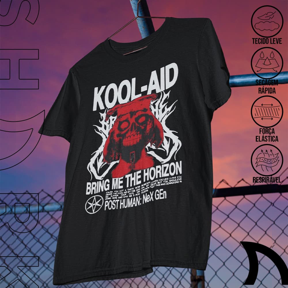 Camiseta Basica e OVERSIZED Kool Aid Bring Me The Horizon Post Human Nex Gen Rock Unissex