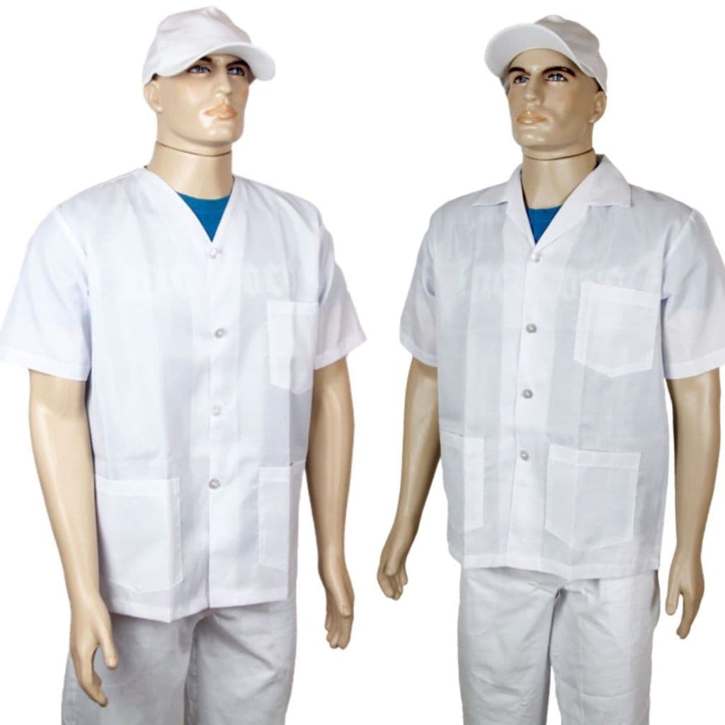 Jaleco Tergal Branco Com e Sem Gola Manga Curta Com Bolsos, Cozinha, Padaria, Açougue, Garçom - P, M, G, GG e EXG