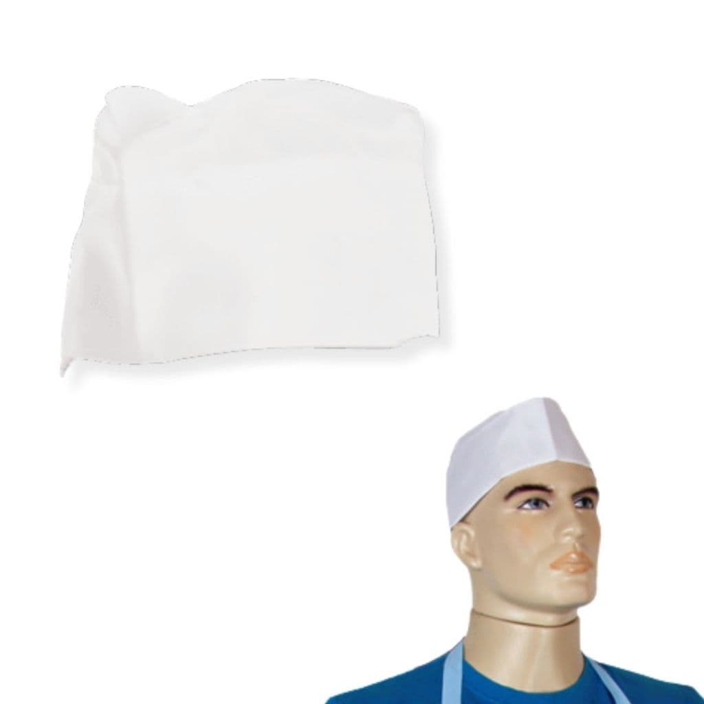 Bibico em Tergal Branco – Chapéu de Cozinha para Padeiros, Confeiteiros e Chefes